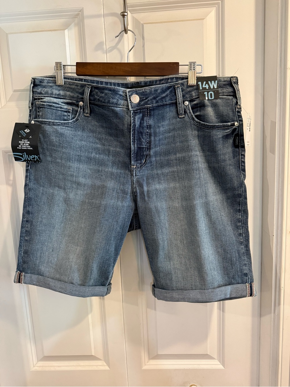 Silver Jeans Faded Blue Low-Rise Denim Shorts